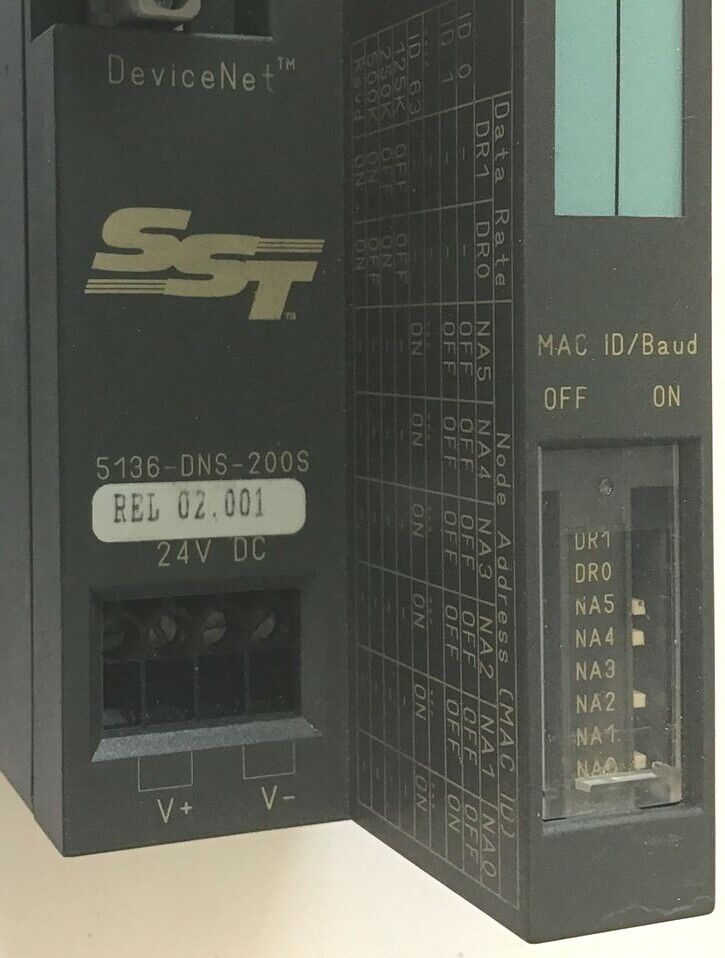 SIEMENS 5136-DNS-200S DEVICENET SST 24VDC MODULE REL 2.001