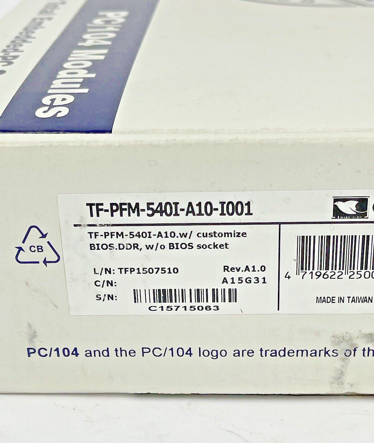 AAEON PFM 540I-A10 -REV. A1.0-PC 104 MODULE - TF-PFM-540I-A10-I001 - MOTHERBOARD