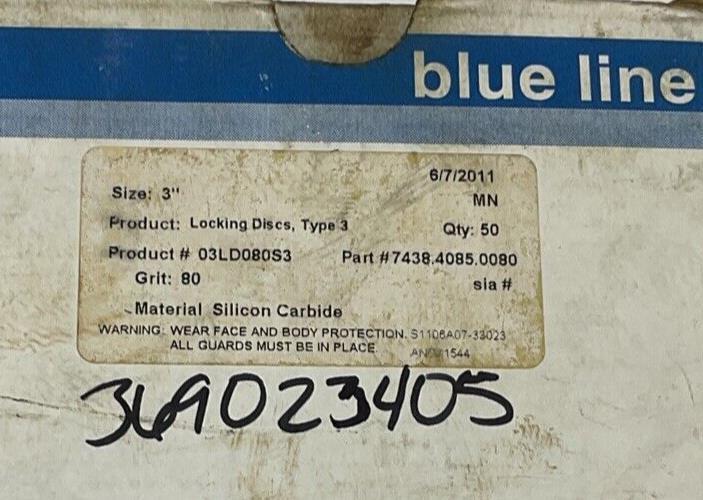 BLUE LINE 03LD080S3 LOCKING DISCS TYPE3 80GRIT QTY25 120GRIT QTY2 3"