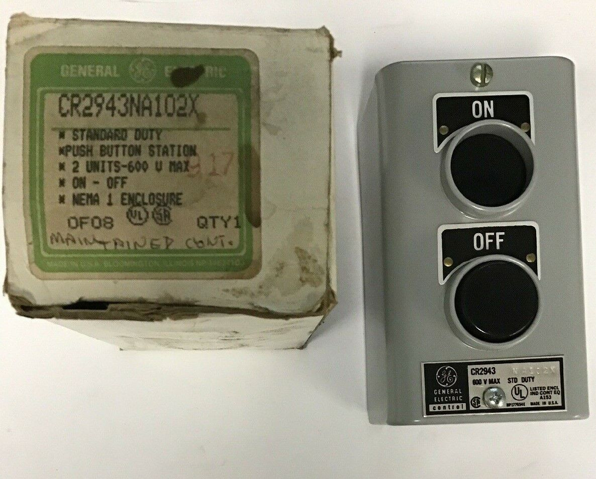 GE CR2943NA102X STANDARD-DUTY PUSHBUTTON STATION ON-OFF 600V NEMA 1 ENCLOSURE