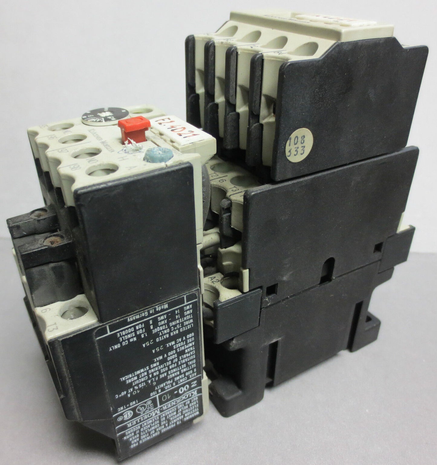 KLOCKNER-MOELLER DIL 00 M-10 + 22 DIL + Z 00-10 RELAY / CONTACTOR ASSEMBLY