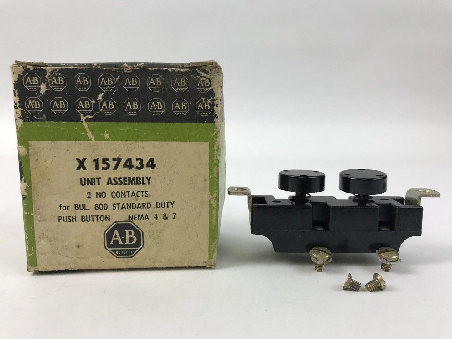 ALLEN BRADLEY X157434 UNIT ASSEMBLY, 2 NO CONTACTS, BUL 800 STANDARD DUTY, NEW