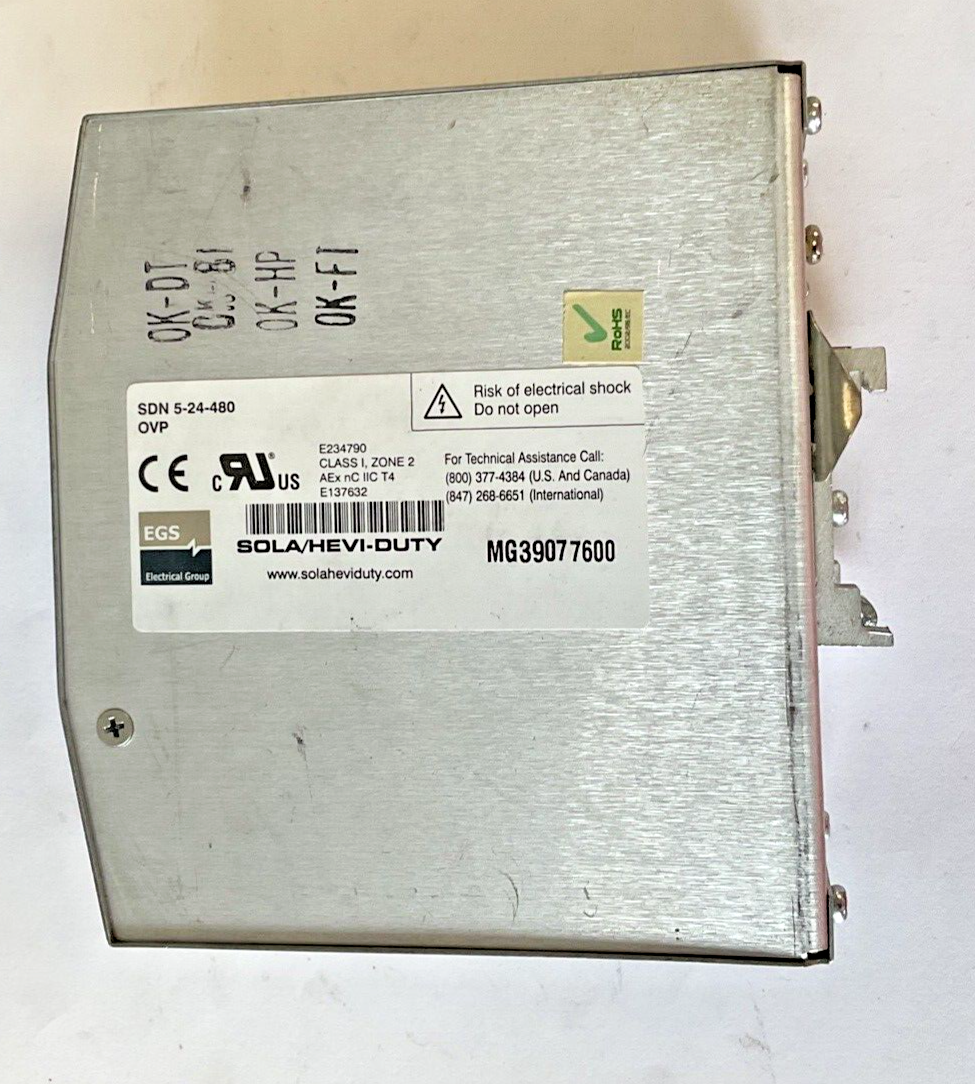 SOLA/HEVI-DUTY SDN5-24-480 POWER SUPPLY 3PH 380/500VAC 0.5/0.4A 50/60HZ 24VDC 5A