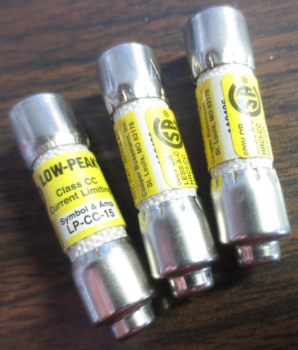 COOPER BUSSMANN LP-CC-15 LOW-PEAK FUSE - LOT of 3