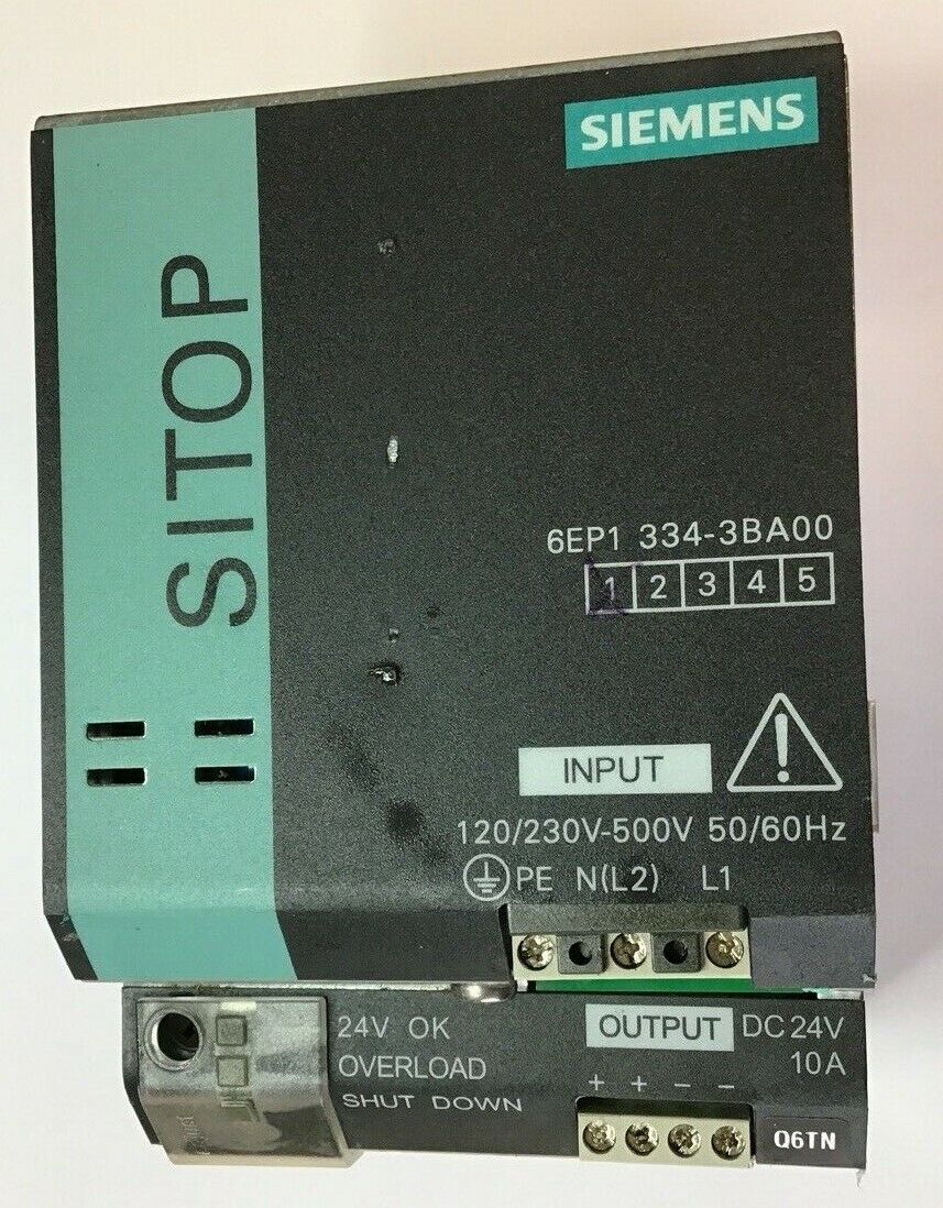 SIEMENS POWER SUPPLY 6EP1 334-3BA00 500V 50/60HZ 10A 1/2HP SITOP