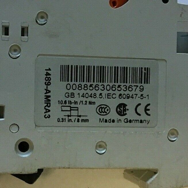ALLEN BRADLEY 1489-M C 7A 1POLE CIRCUIT BREAKER W/ 1489-ABRA3 AUX. CURCUIT