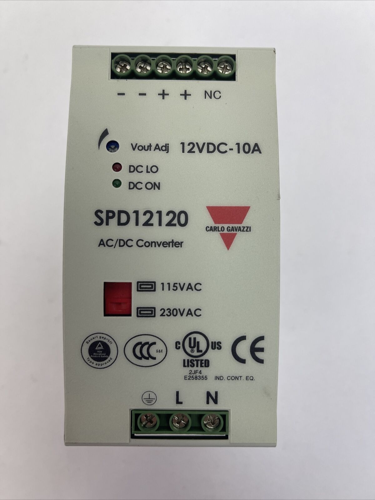 CARLO GAVAZZI SPD121201 POWER SUPPLY OUTPUT 12VDC 120W INPUT 115/230VAC 2.8/1.4A
