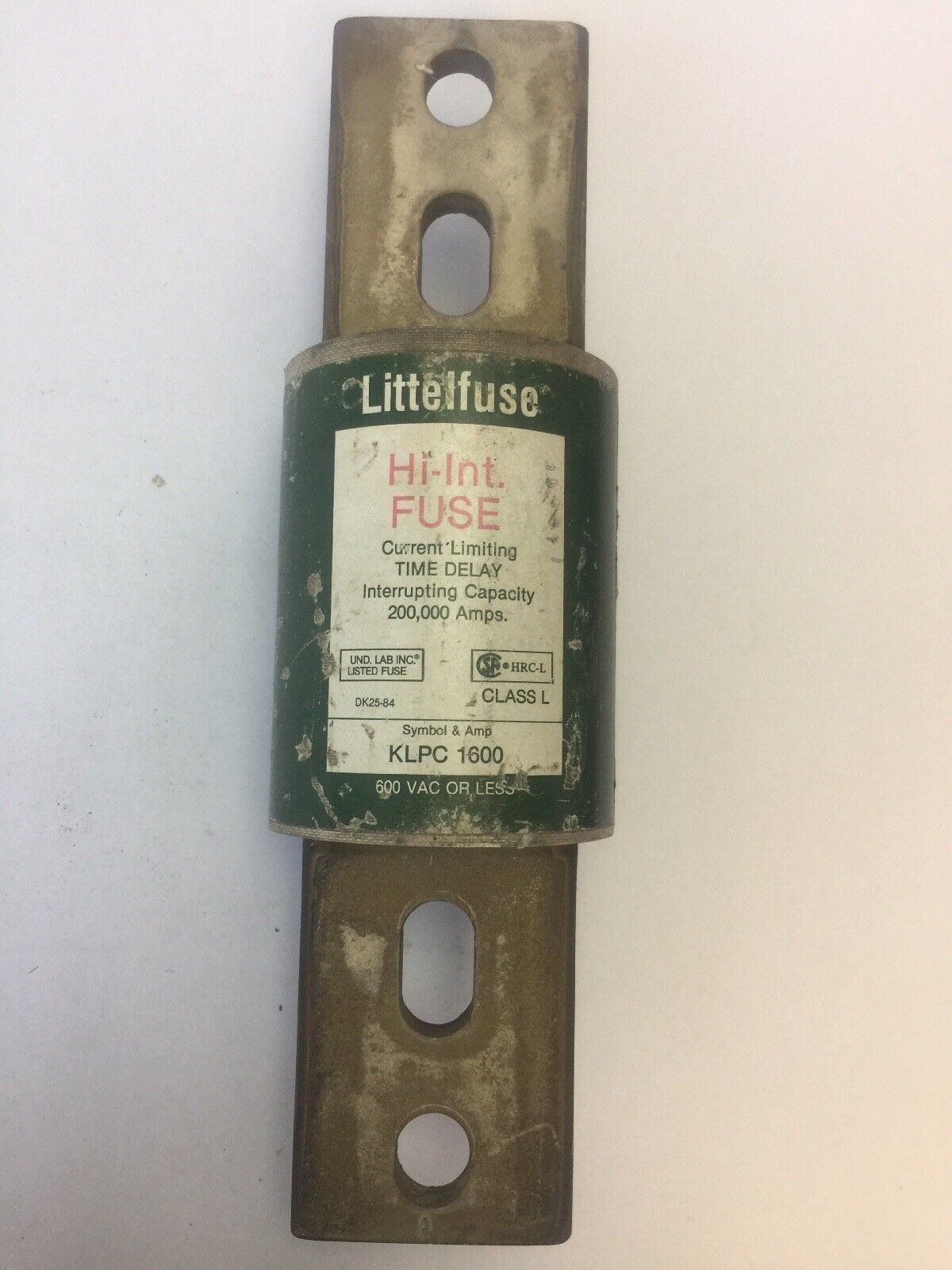 LITTELFUSE KLPC1600 HI-INT FUSE CURRENT-LIMITING TIME DELAY 1600A 600VAC CLASS L