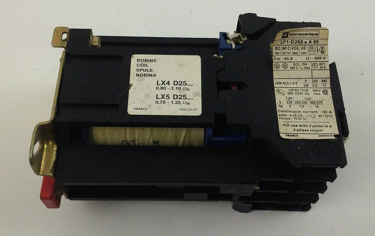 Telemecanique LP1-D258.A65 Contactor 125 V Coil (LP1D258A65)
