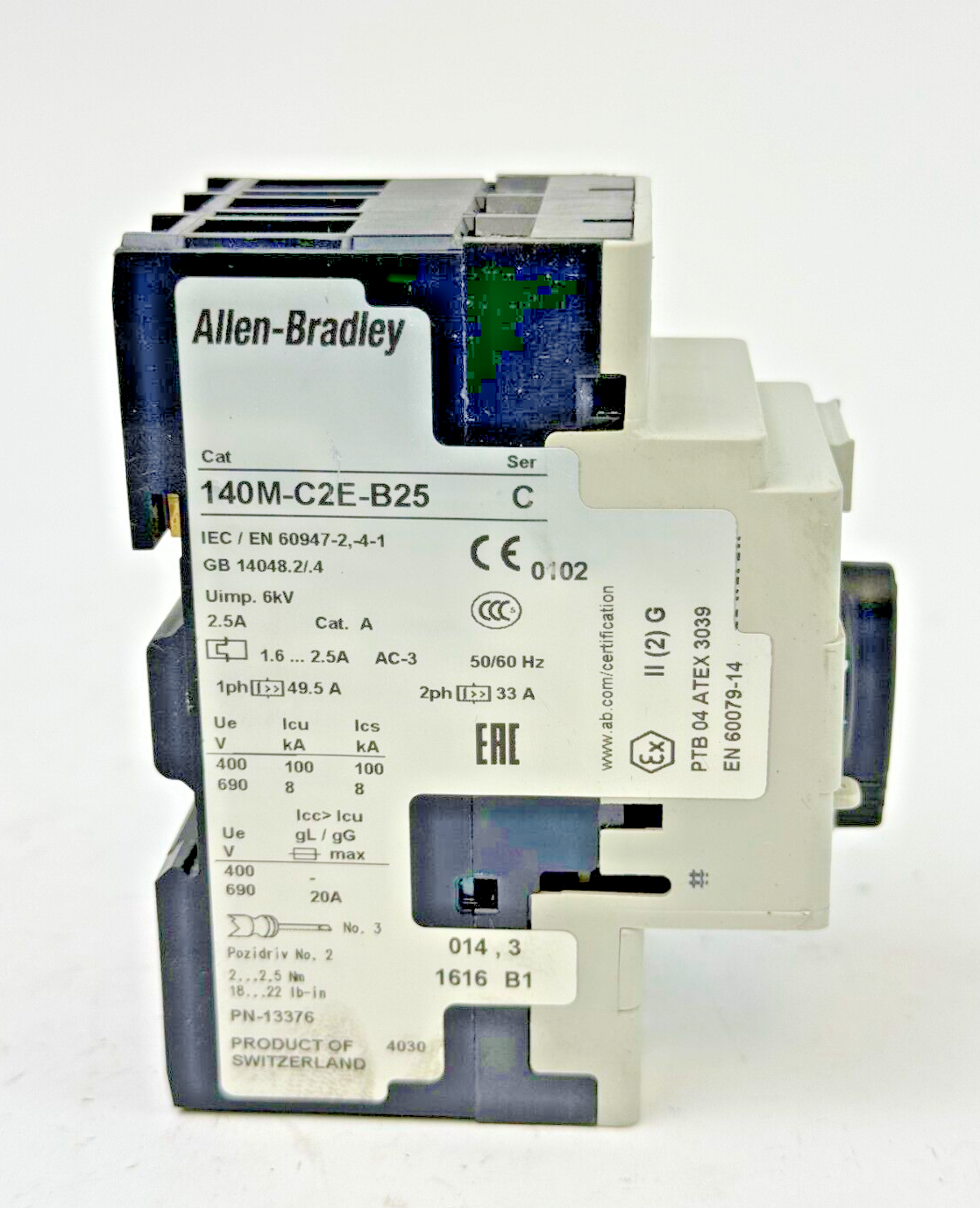 ALLEN-BRADLEY - 140M-C2E-B25 SER. C - MANUAL MOTOR PROTECTOR - 1.6 A - 2.5 A