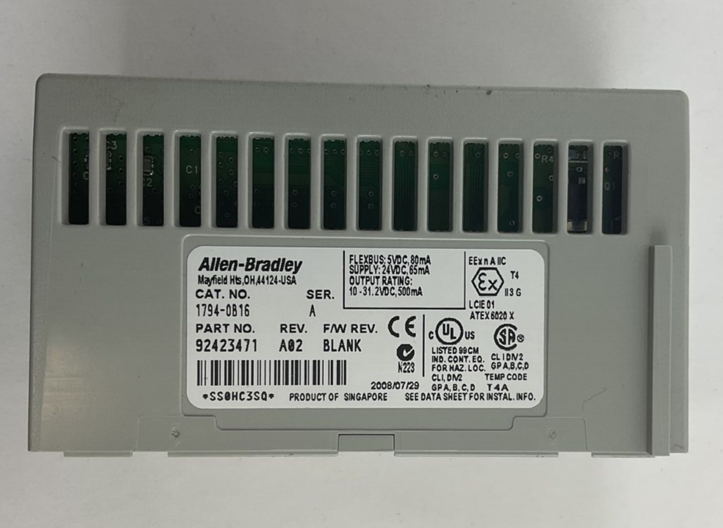 ALLEN BRADLEY 1794-OB16 SOURCE OUTPUT 24VDC SER.A REVA02 F/WREV. BLANK**LOTOF7**