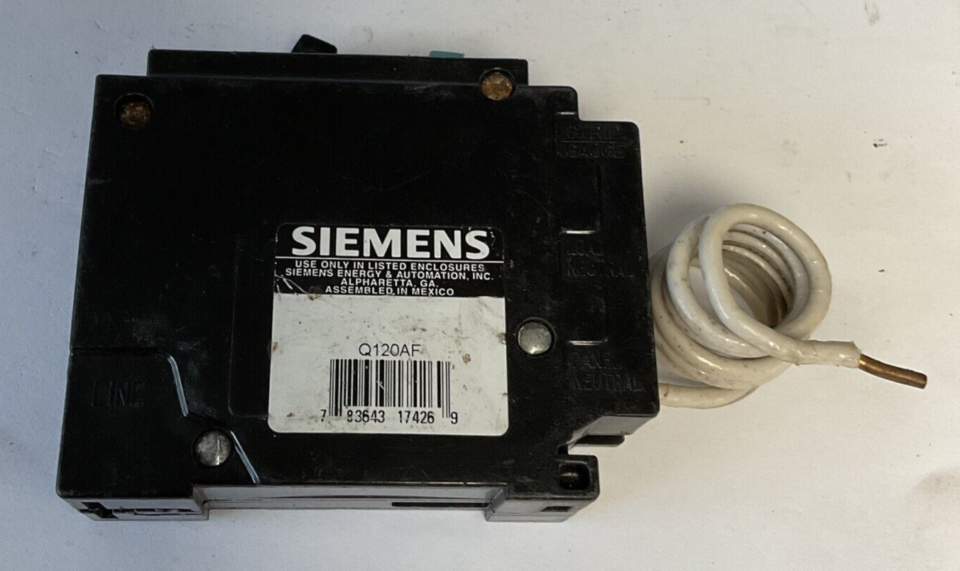 SIEMENS Q120AF CIRCUIT BREAKER 20A 10KA 120VAC 50/60HZ