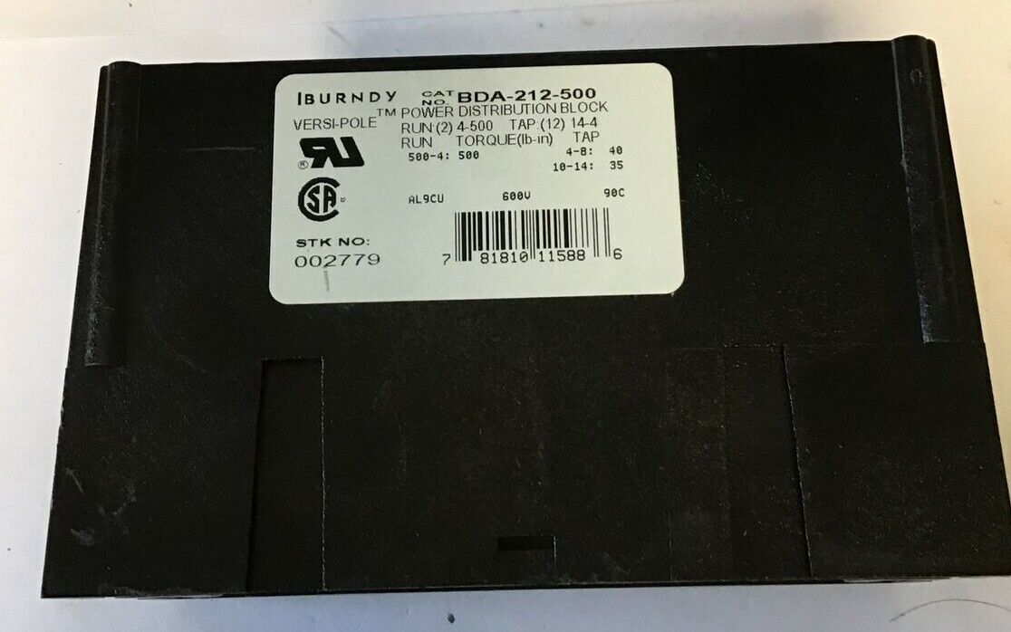 BURNDY BDA-212-500 POWER DISTRIBUTION BLOCK VERSI-POLE