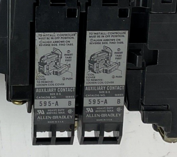 ALLEN BRADLEY 509-A0D STARTER SER.B W/CB236 COIL & AUX. CONTACT 595-A(2)