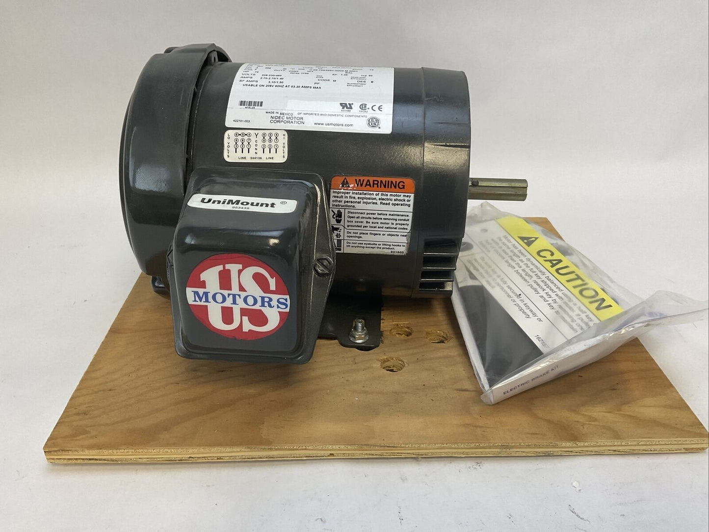 US MOTORS U34S2AC MOTOR 3/4HP 1750RPM 3PH 208-230/460V 2.70-2.70/1.40AMP