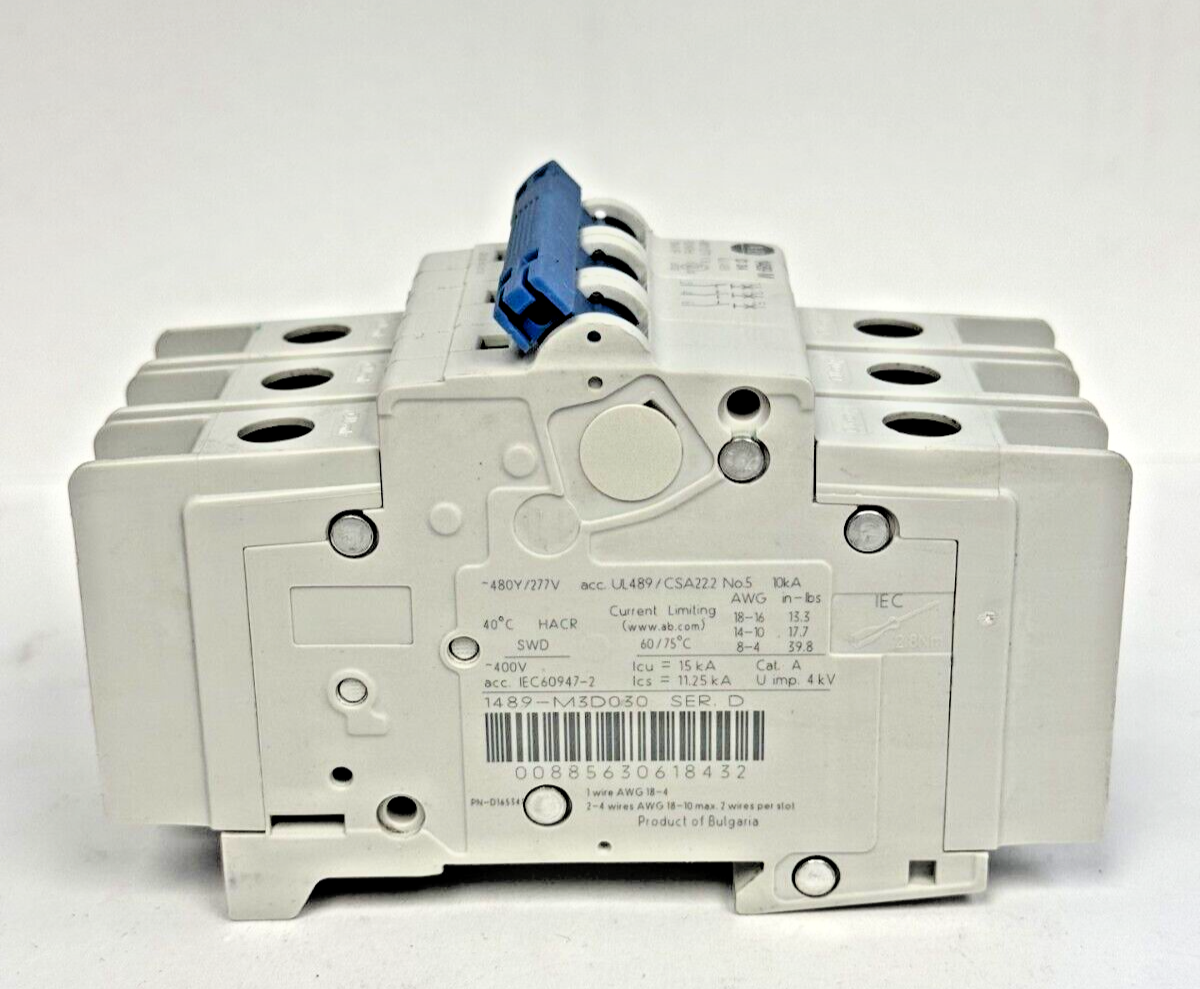 ALLEN-BRADLEY - 1489-M3D030 SER. D - CIRCUIT BREAKER - 3 P, 3 A, 277 V