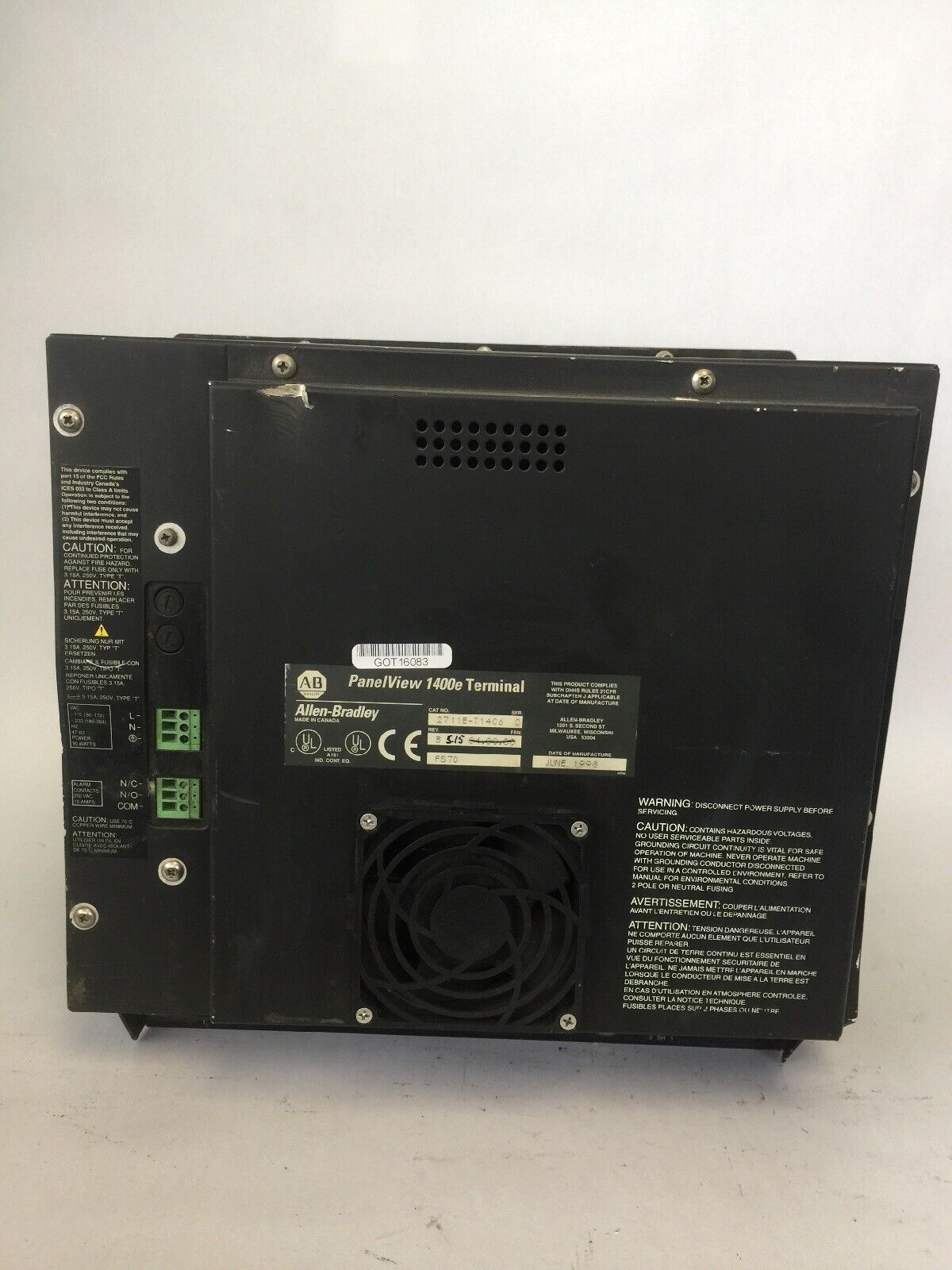 ALLEN BRADLEY 2711E-T14C6 PANELVIEW 1400E TERMINAL SER C REV B FRN 5.15