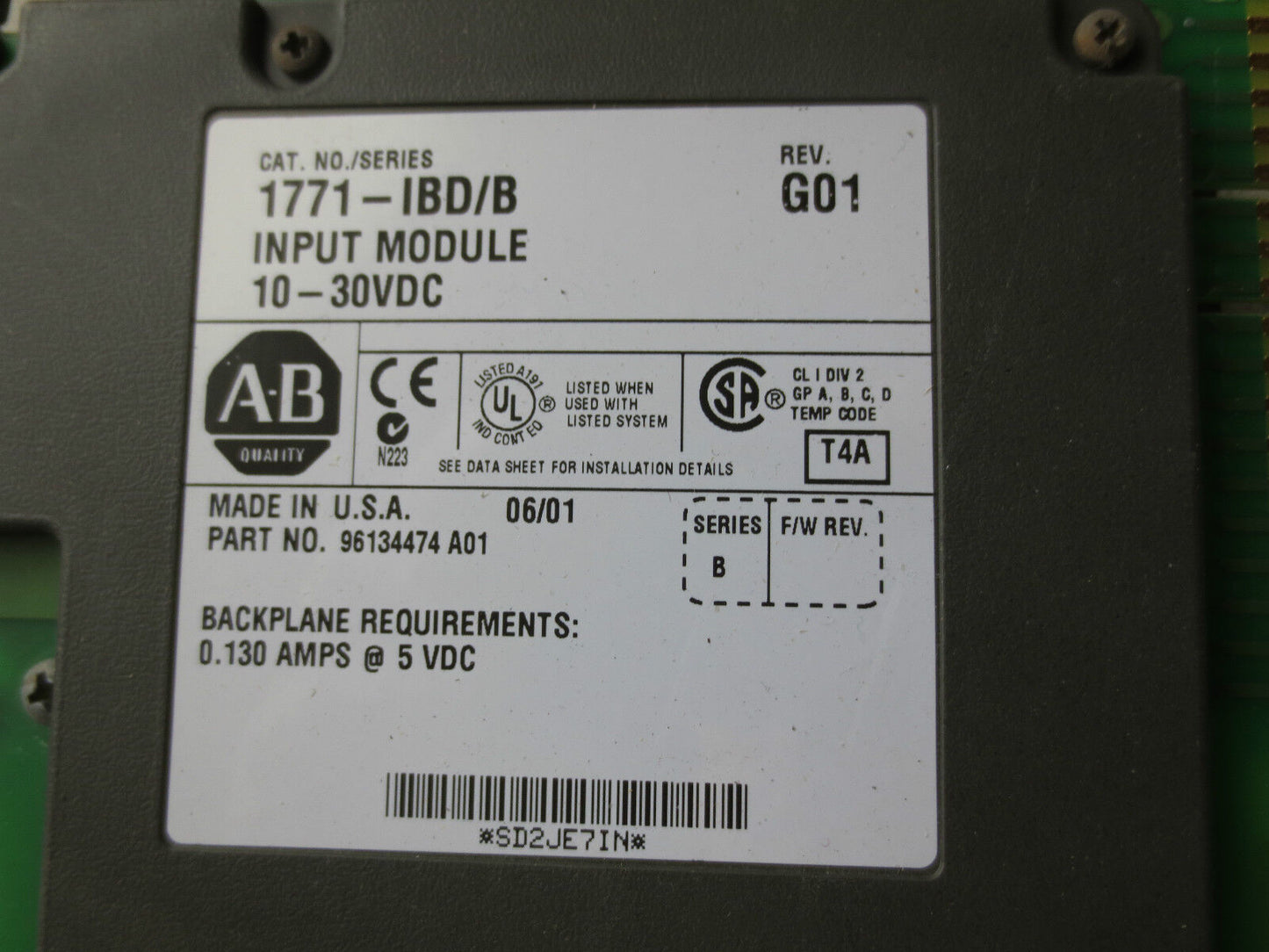 ALLEN-BRADLEY 1771-IBD/B INPUT MODULE 10-30VDC - Rev. G01