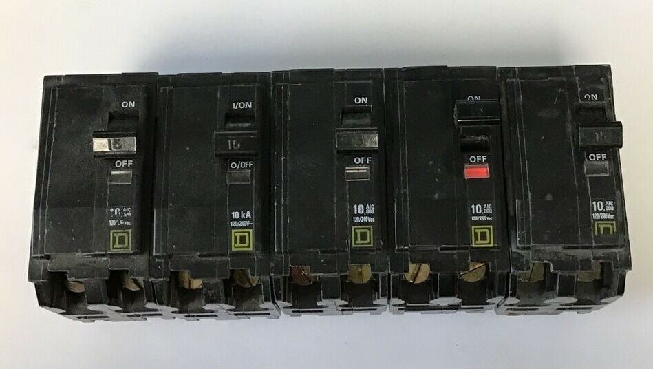 SQUARE D QO215 CIRCUIT BREAKER 15A 120/240VAC 2POLE***LOTOF5***