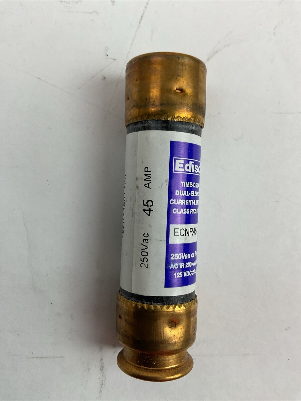 EDISON ECNR45 TIME-DELAY DUAL-ELEMNT FUSE 45AMP 250VAC 125VDC (LOT OF 8)