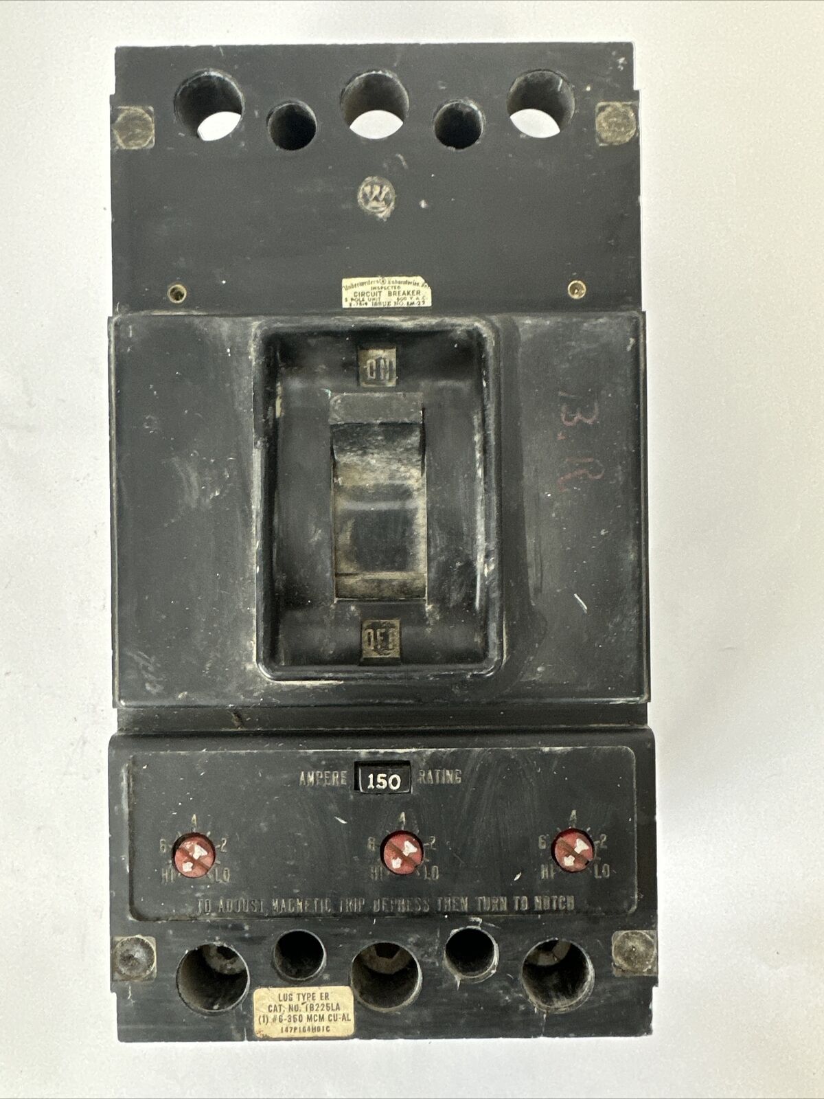 WESTINGHOUSE JA3150C AB DE-ION CIRCUIT BREAKER 3POLE 150A 600VAC