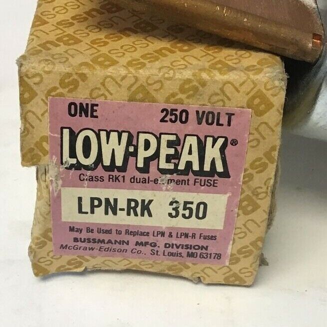 BUSSMANN LPN-RK 350 LOW PEAK 350A CLASS RK1 CURRENT LIMITING TIME DELAY