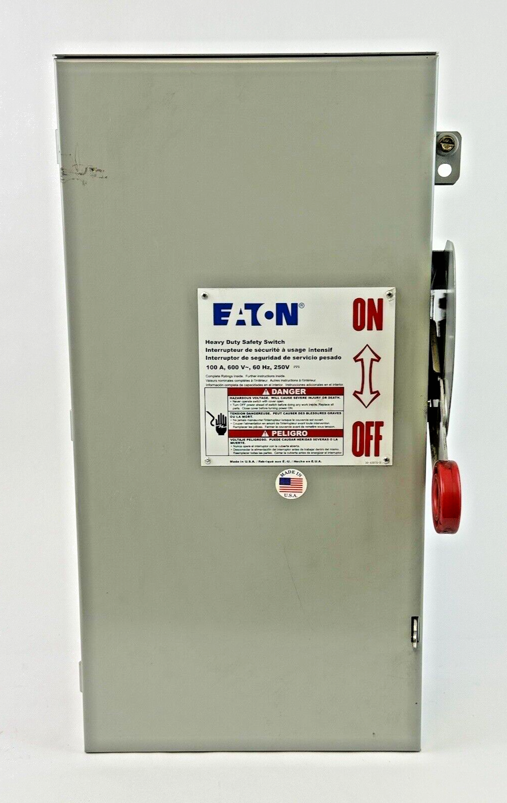EATON - DH363NRK - RAINPROOF FUSIBLE SAFETY SWITCH - 100A/600VAC/3 POLE/TYPE 3R