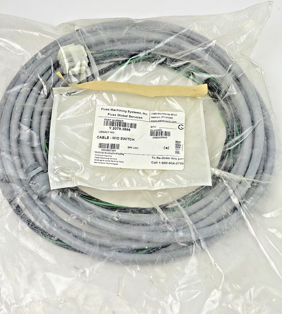 FIVES MACHINING SYSTEMS - Y.2079.3866 - CABLE W/O SWITCH - CORDSET - NEW