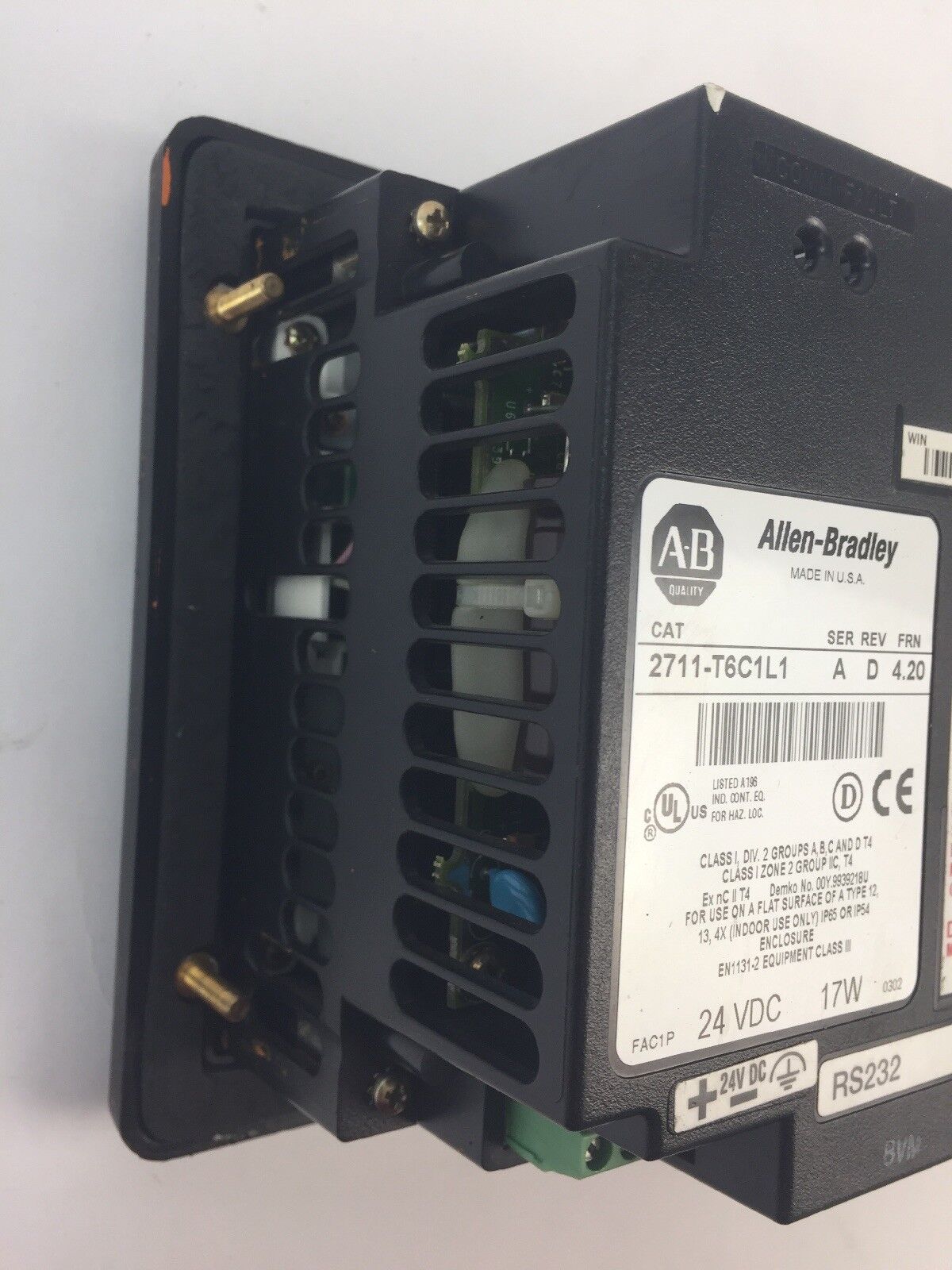 ALLEN BRADLEY 2711-T6C1L1 PANEL VIEW 600 TOUCHSCREEN SER A REV D FRN 4.20 24VDC