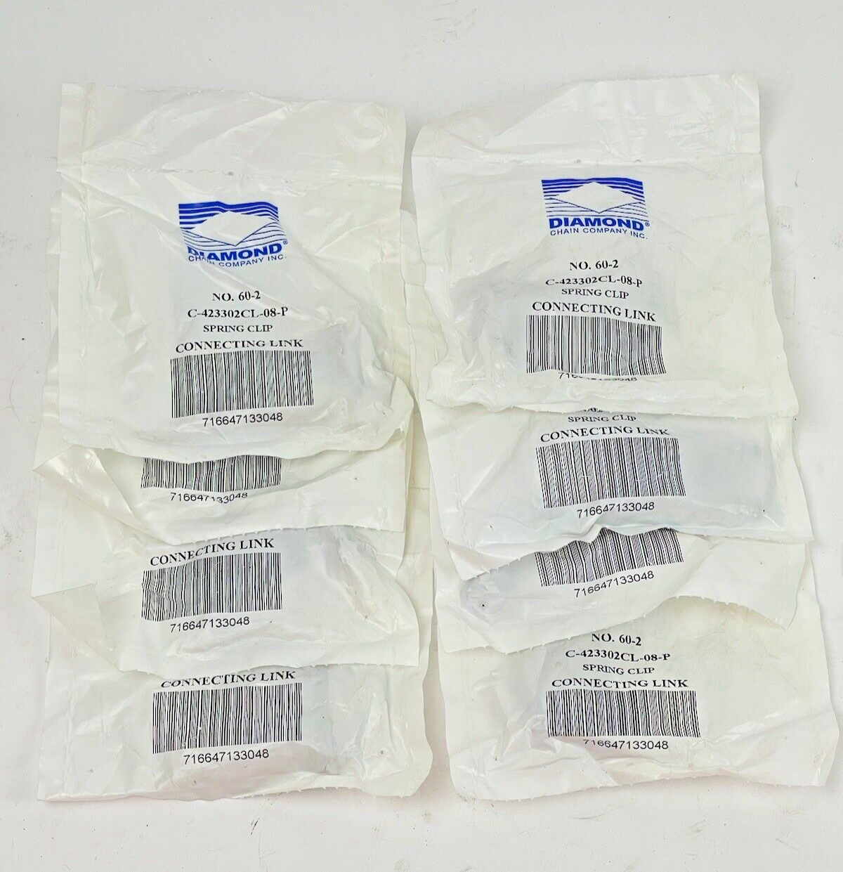 DIAMOND CHAIN COMPANY *LOT OF 8* - C-423302CL-08-P - SPRING CLIP CONNECTING LINK
