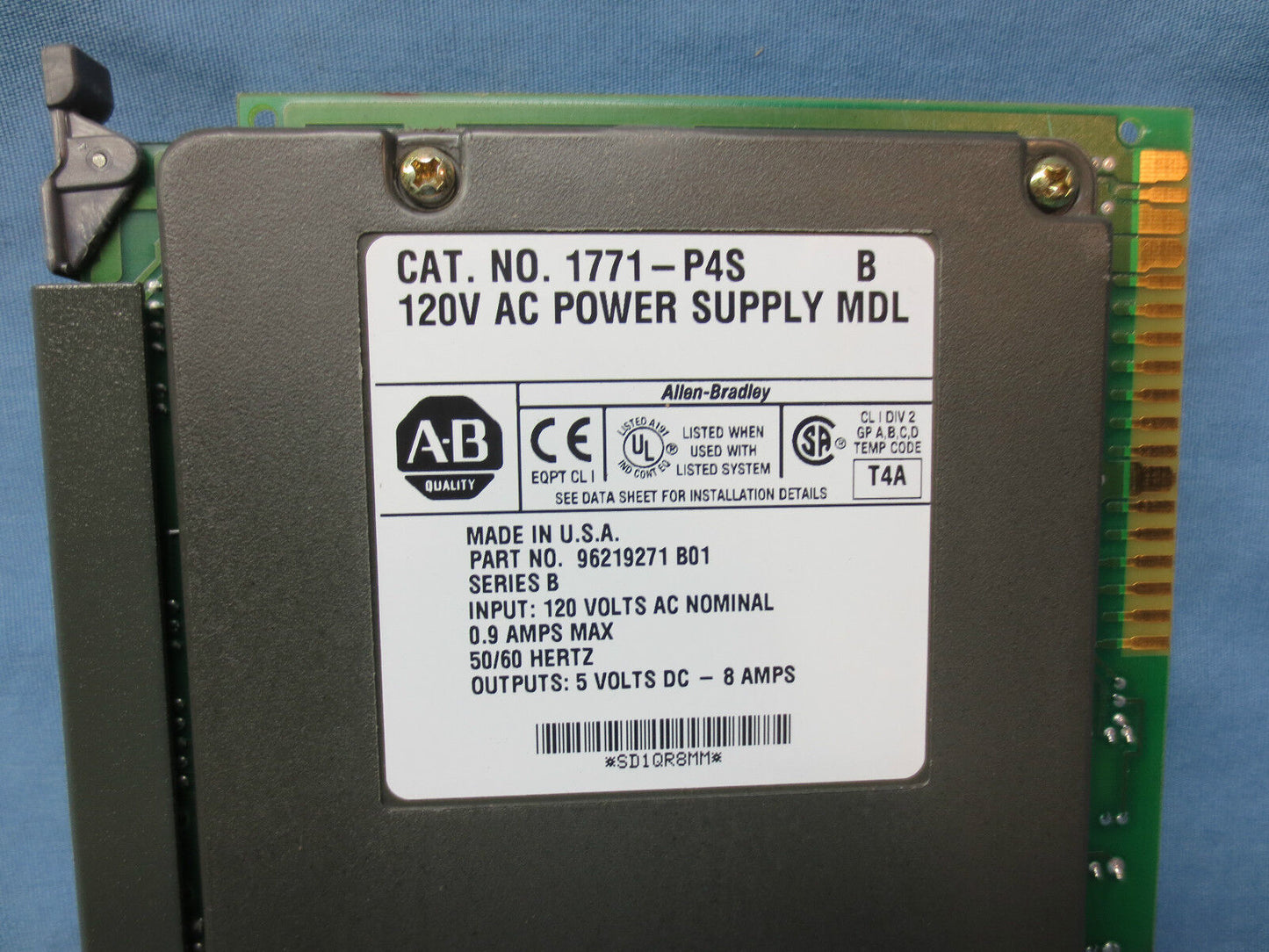 ALLEN-BRADLEY 120V AC POWER SUPPLY MODULE 1771-P4S, Ser. B