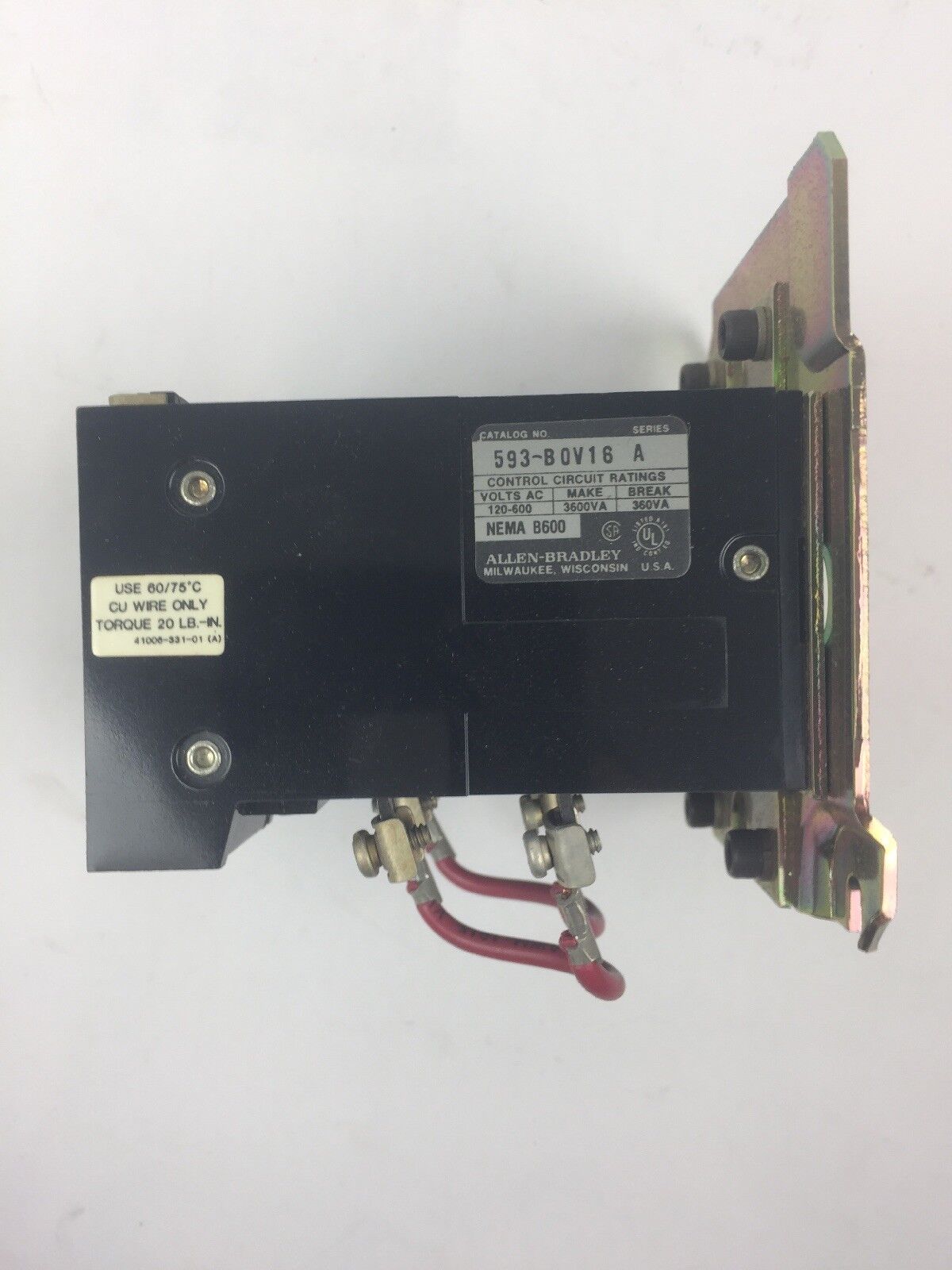 ALLEN BRADLEY 593-BOV16 OVERLOAD RELAY FOR STARTER NEMA 0-1, 5 OPEN TYPE 3 POLE