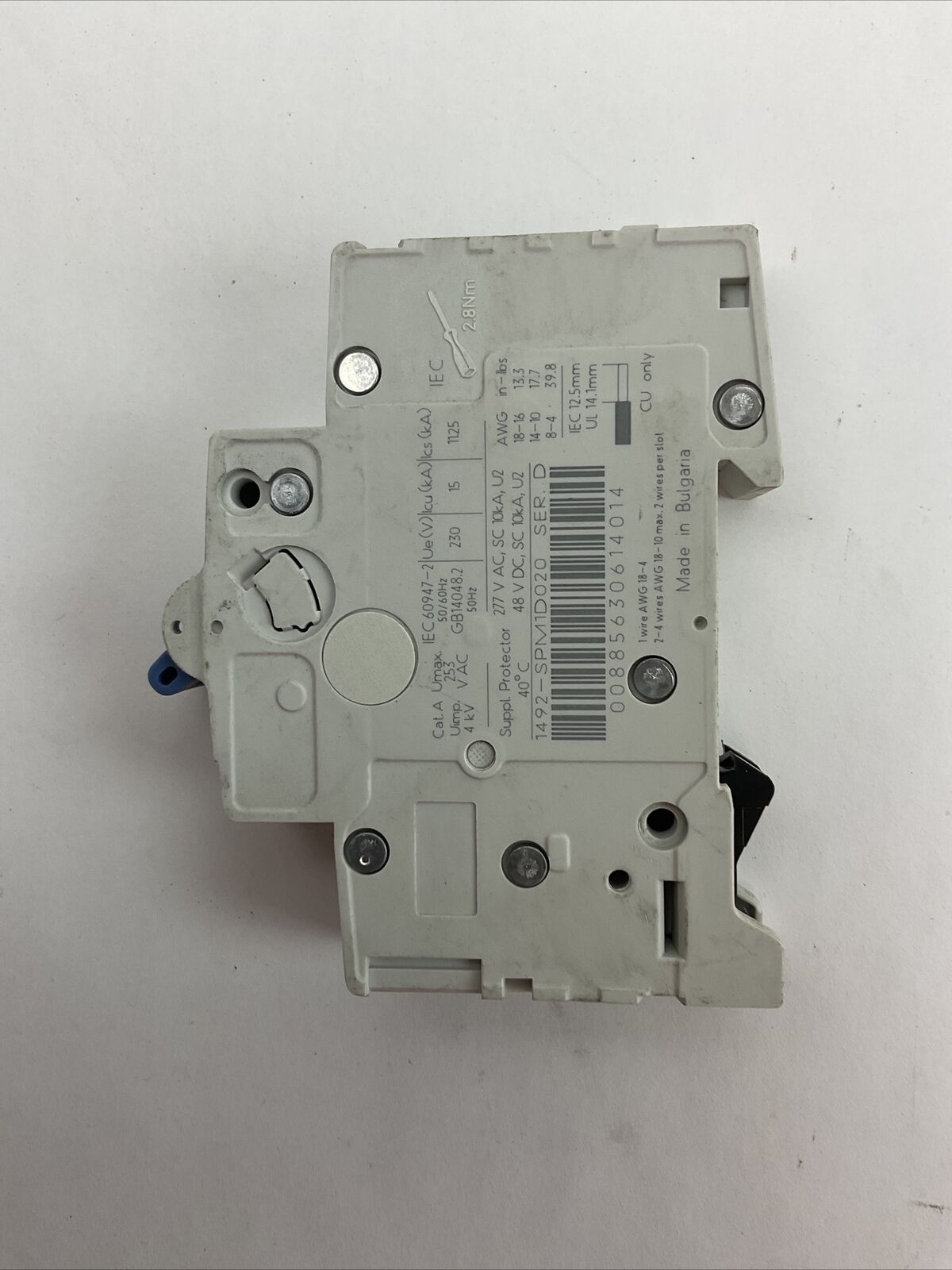 ALLEN BRADLEY 1492-SPM1D020 CIRCUIT BREAKER 277VAC 48VDC SER D 2A