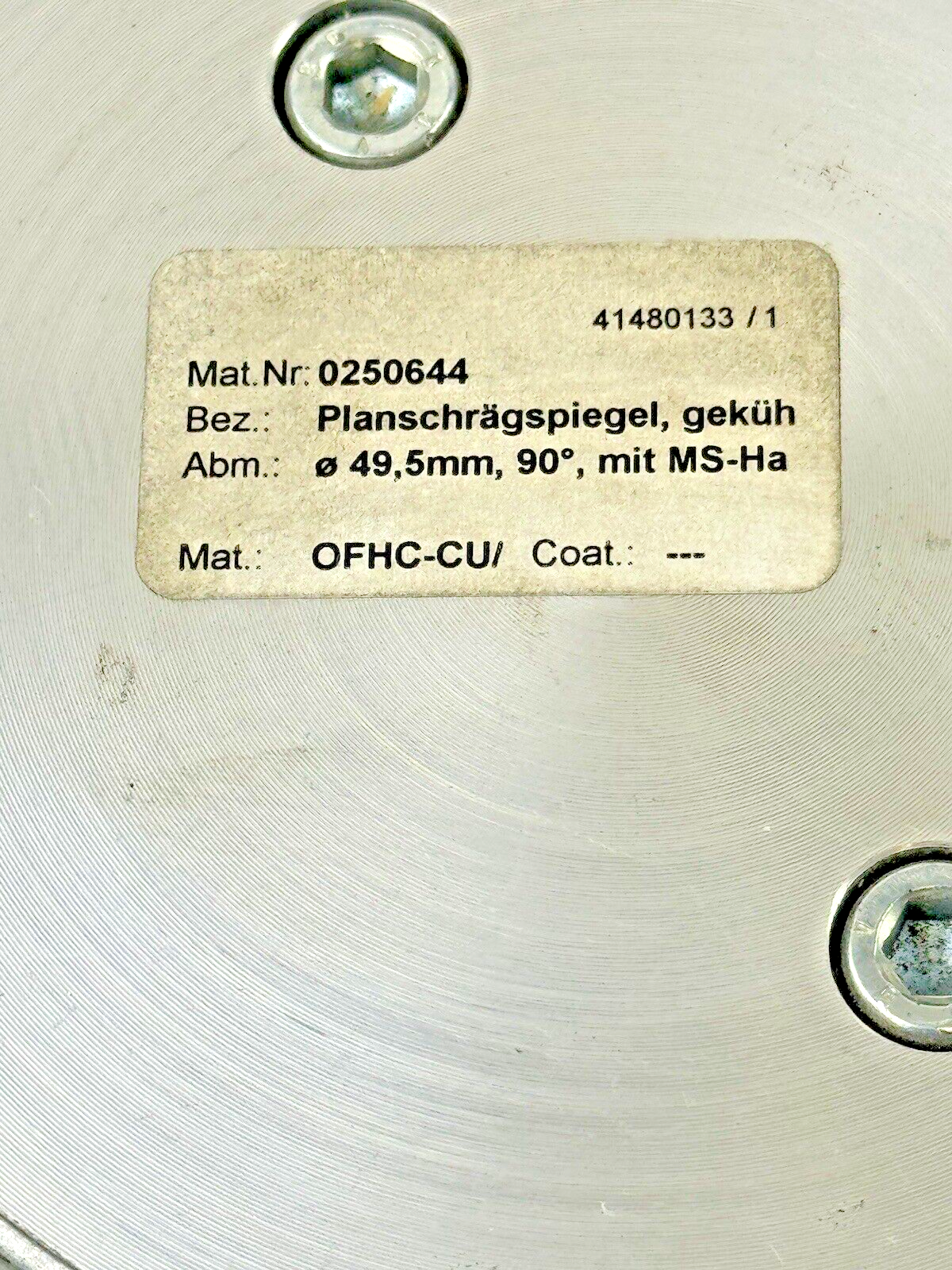 TRUMPF - 0250644 - LASER ALIGNMENT MIRROR, 90-DEGREE - Ø49.5mm, 90° - NEW