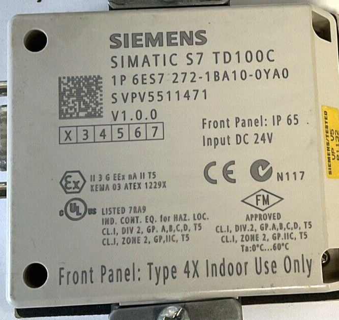 SIEMENS SIMATIC S7 TD100C 1P 6ESY 272-1BA10-0YA0 DISPLAY V1.00 24VDC