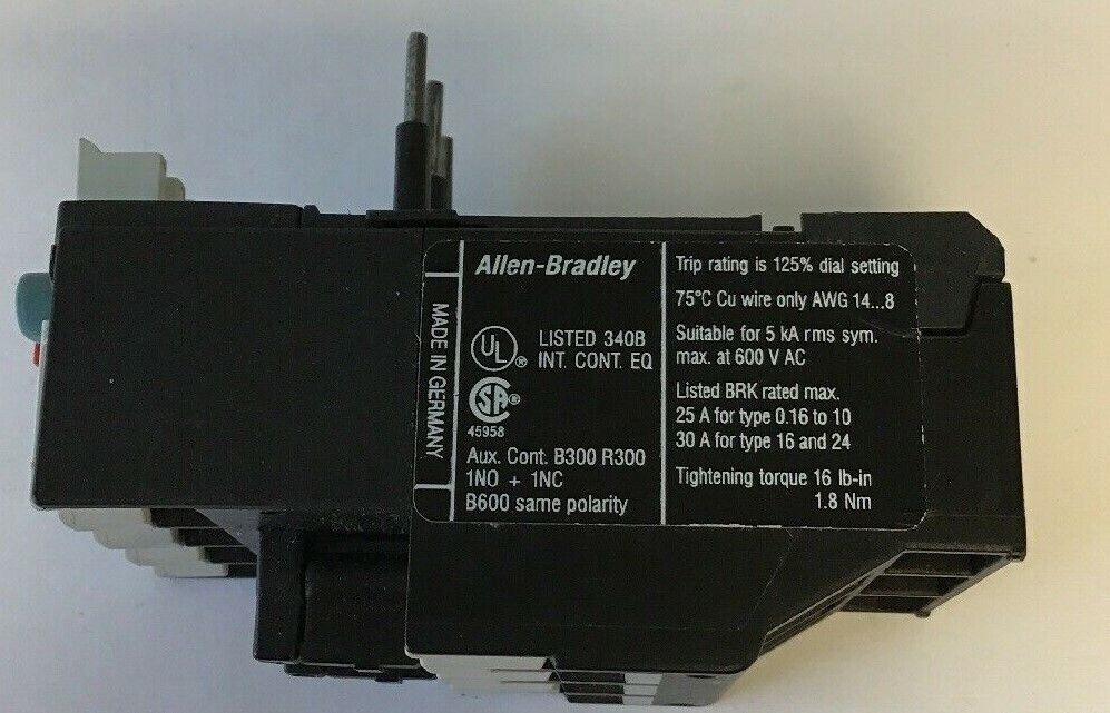 ALLEN BRADLEY 193-TA B16 1-1.6A SER.A OVERLOAD RELAY 600VAC