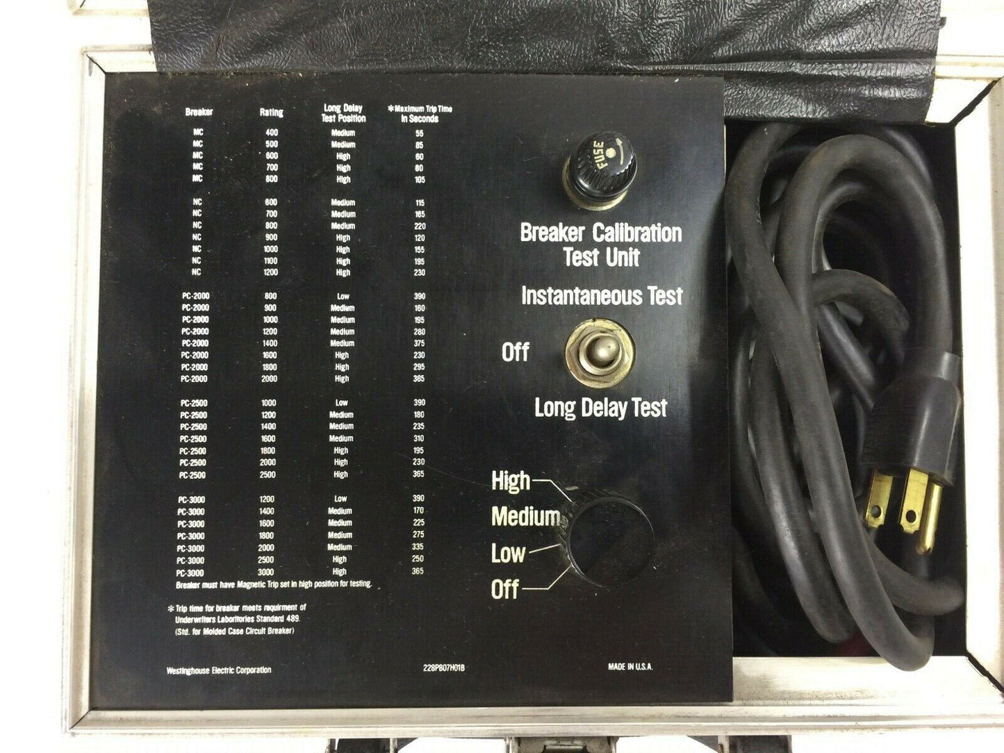 WESTINGHOUSE BREAKER CALIBRATION TEST UNIT