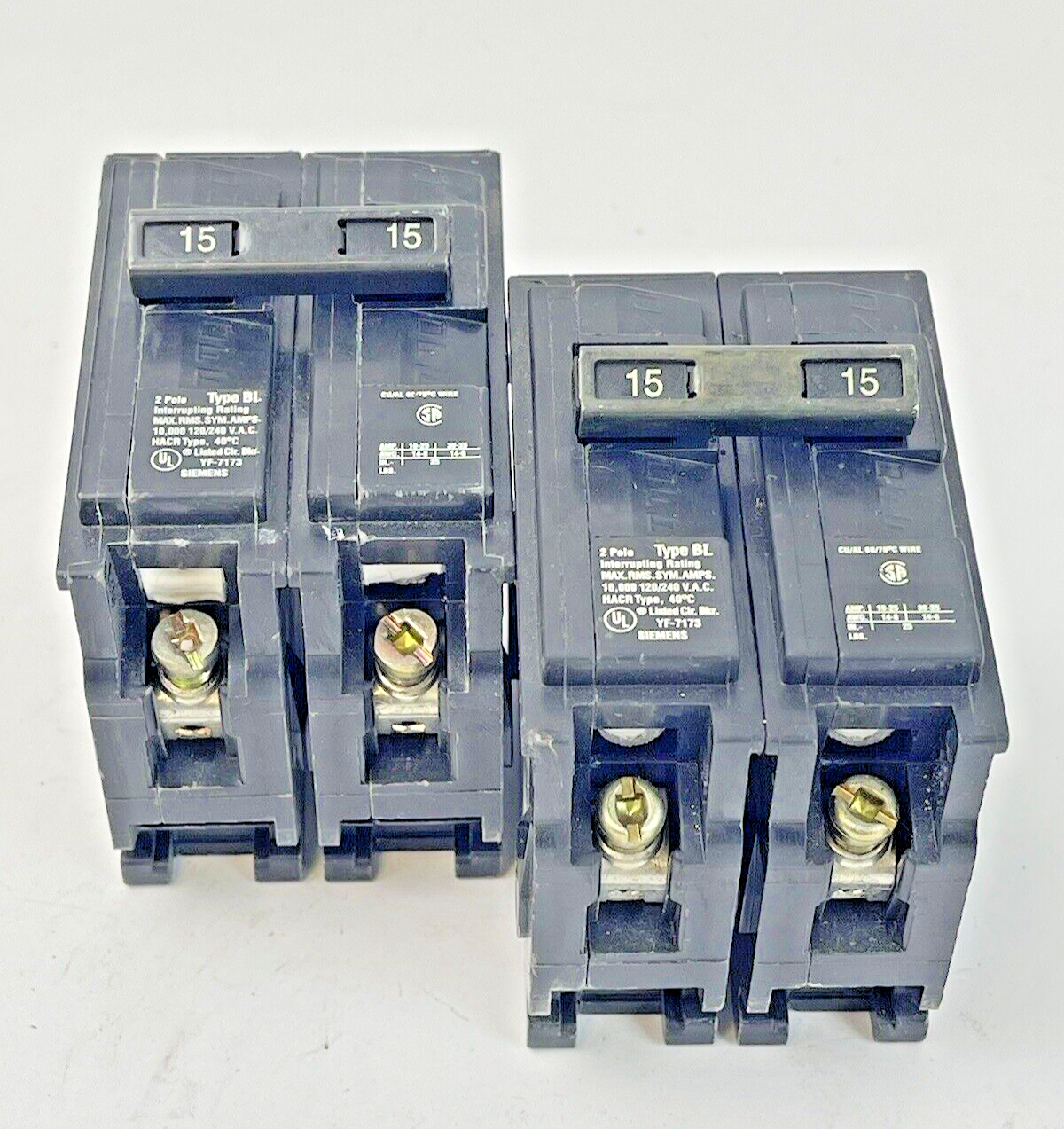 SIEMENS *LOT OF 2* - B215 - CIRCUIT BREAKERS -2 POLE, 15A, 240 VAC, 60Hz TYPE BL