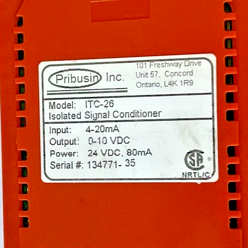 PRIBUSIN ITC-26 ISOLATED SIGNAL CONDITIONER 24VDC 80MA