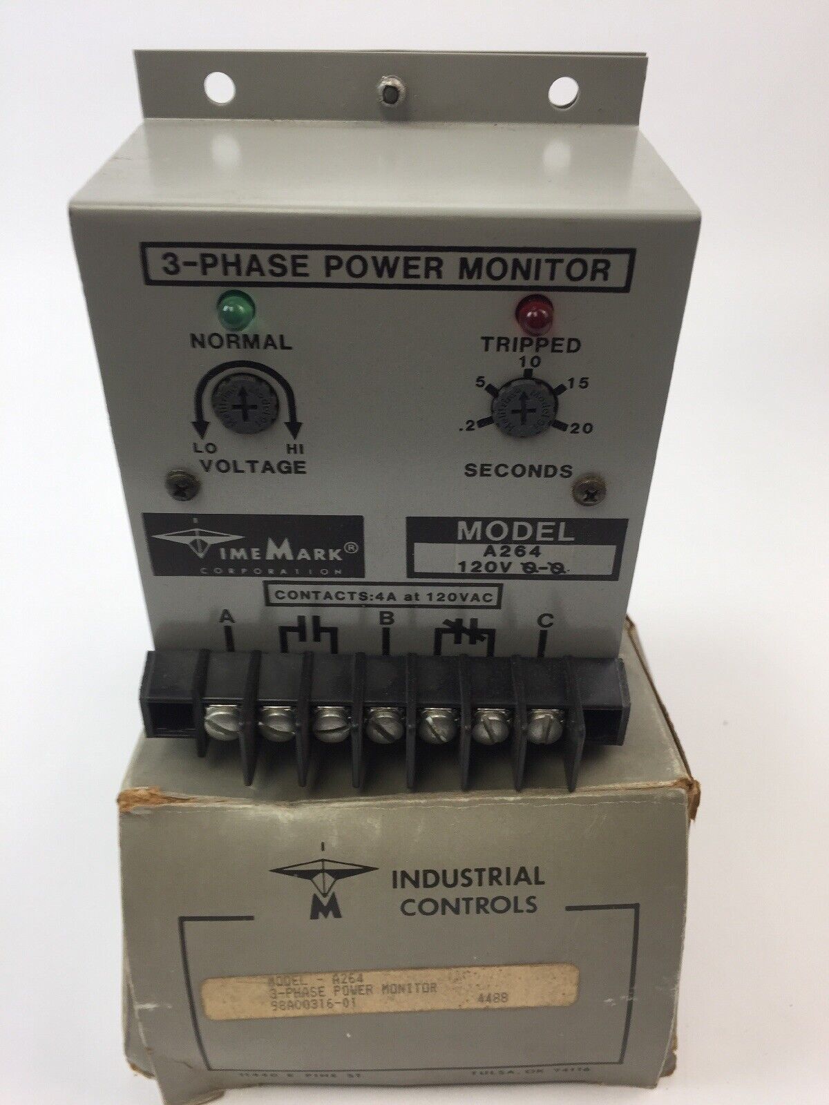 TIME MARK INDUSTRIAL CONTROL A264 3-PHASE POWER MONITOR 120VAC