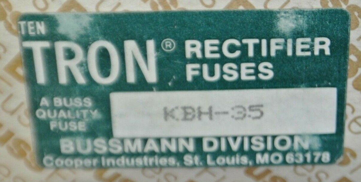 BUSSMANN / TRON KBH35 RECTIFIER FUSE / 500V / 35A / NEW SURPLUS / EACH