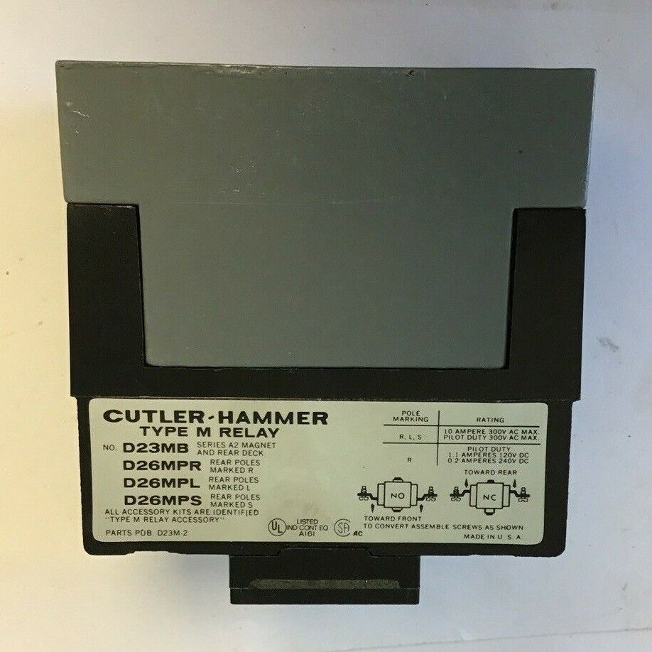 CUTLER HAMMER D23MR40A TYPE "M" RELAY SERIES A3 4N.O.-0N.C.