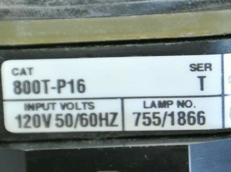 ALLEN-BRADLEY 800T-P16A PILOT LIGHT / TRANSFORMER / 120V / AMBER / NEW SURPLUS