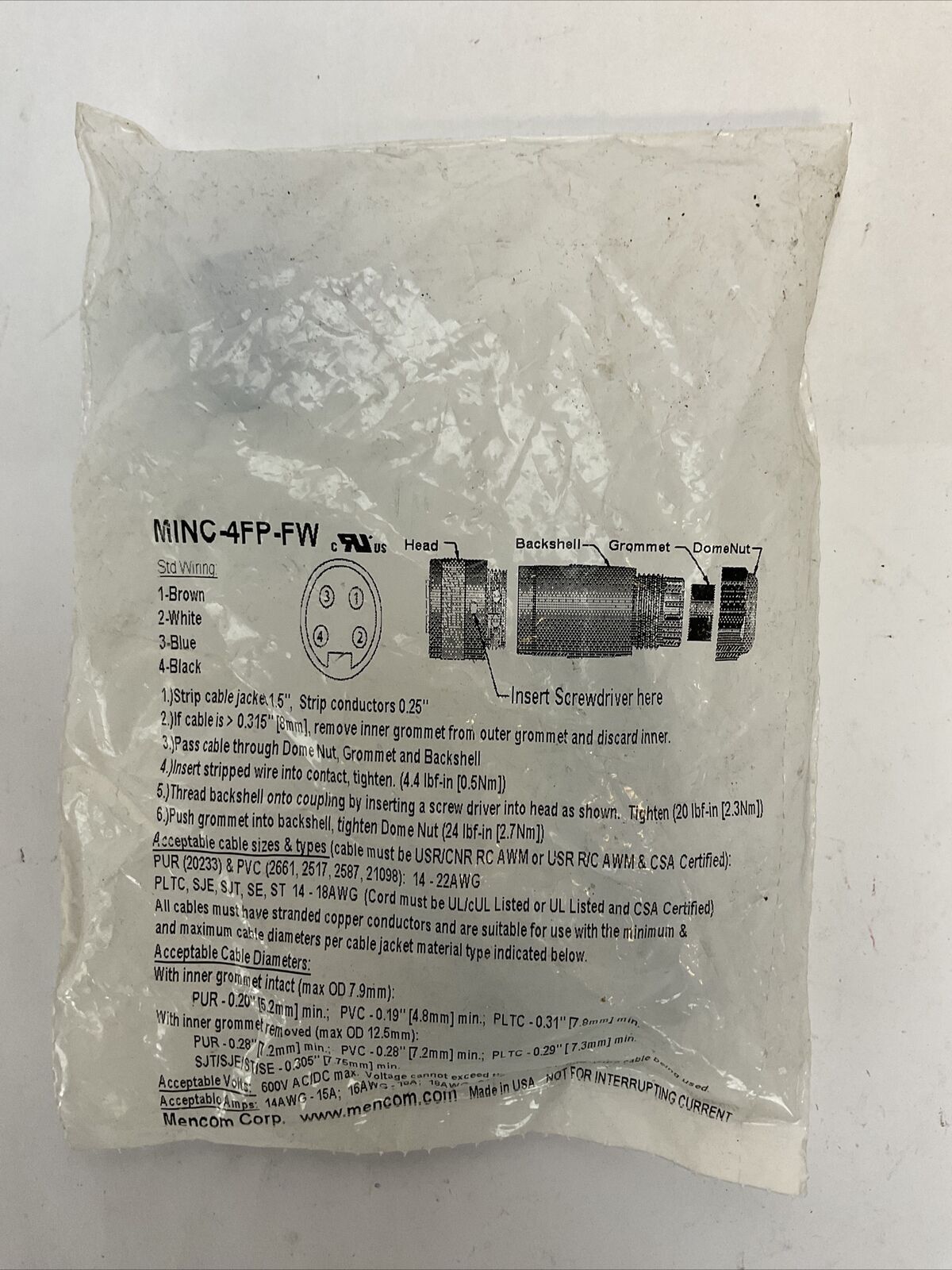 MENCOM CORP MINC-4FP-FW PLUG