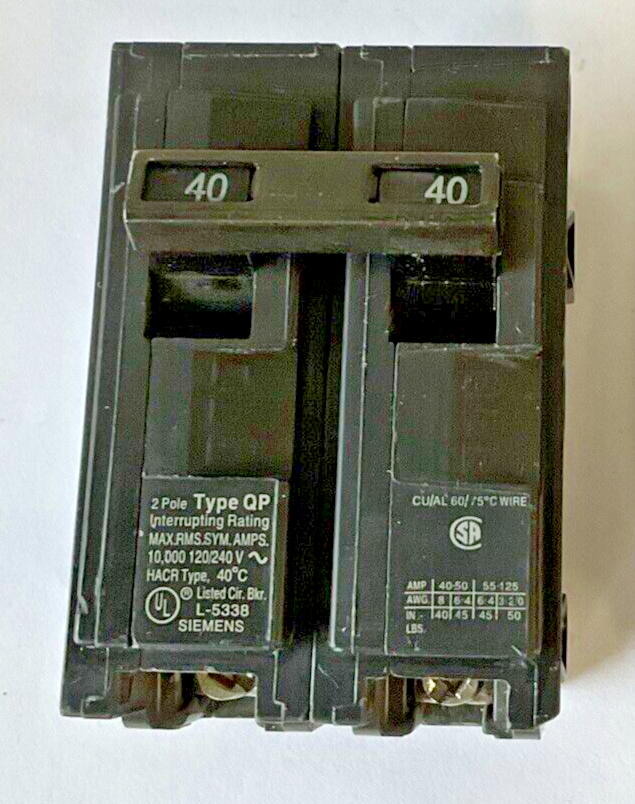 SIEMENS Q120(1POLE) & Q240(2POLE) CIRCUIT BREAKER 120/240VAC 20, 40A 60HZ