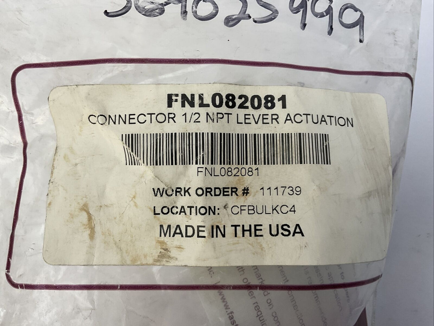 FASTEST FNL082081 CONNECTOR 1/2 NPT LEVER ACTUATION