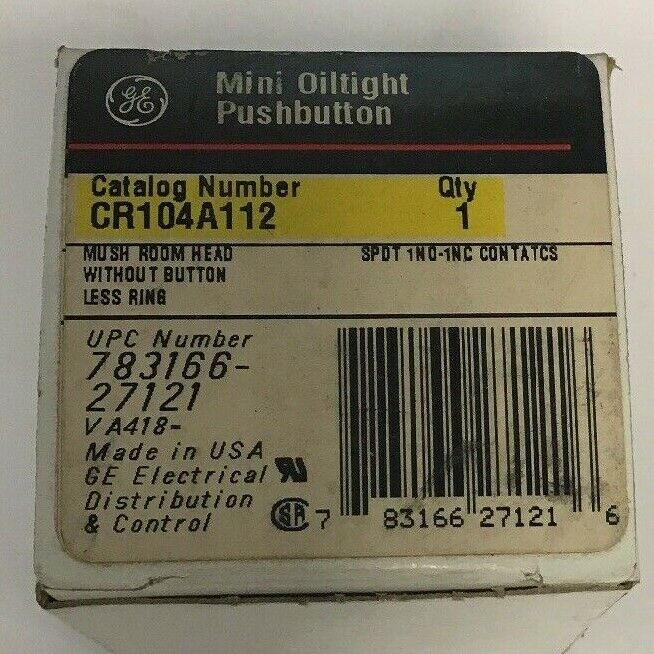 GE CR104A112 MINI OILTIGHT PUSHBUTTON W/O BUTTON