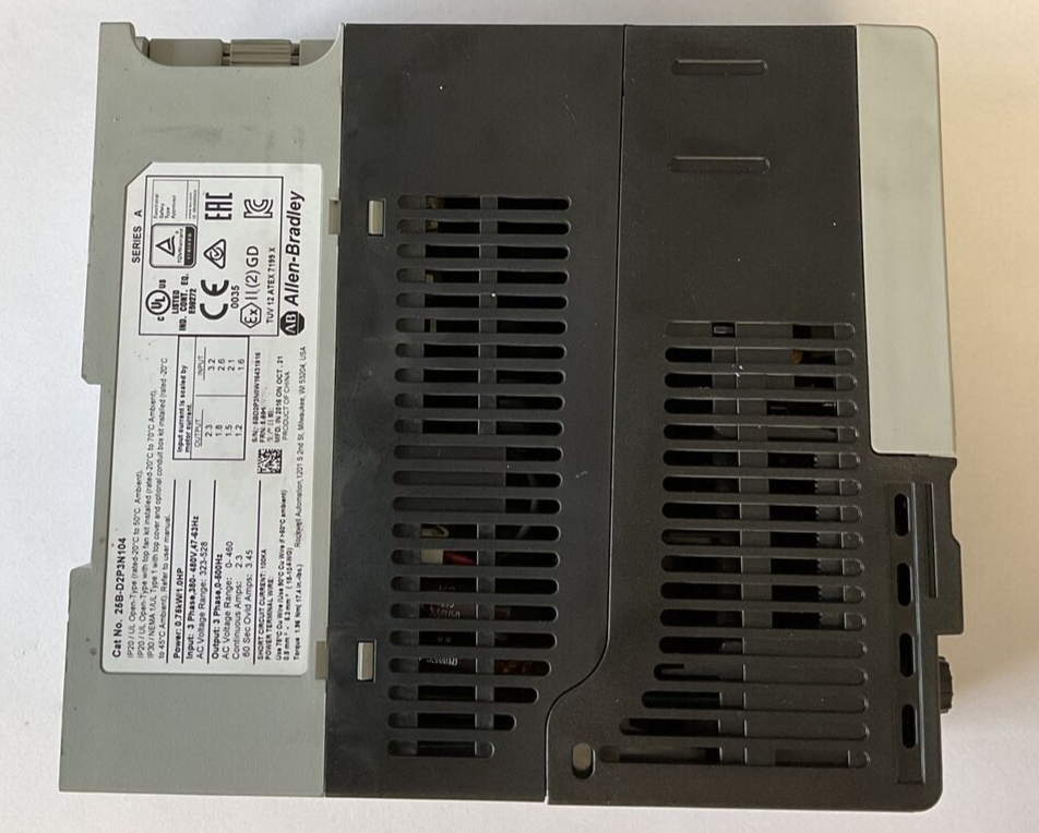 ALLEN BRADLEY 25B-D2P3N104 POWERFLEX 525 FRN:5.001 480V 1HP 2.3A SER.A