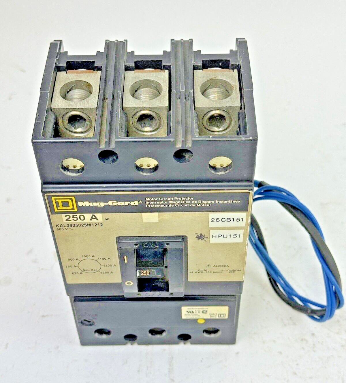 SQUARE D - KAL3625025M1212 -MAG-GARD CIRCUIT BREAKER W/ AUX - 250A/3 POLE/600VAC