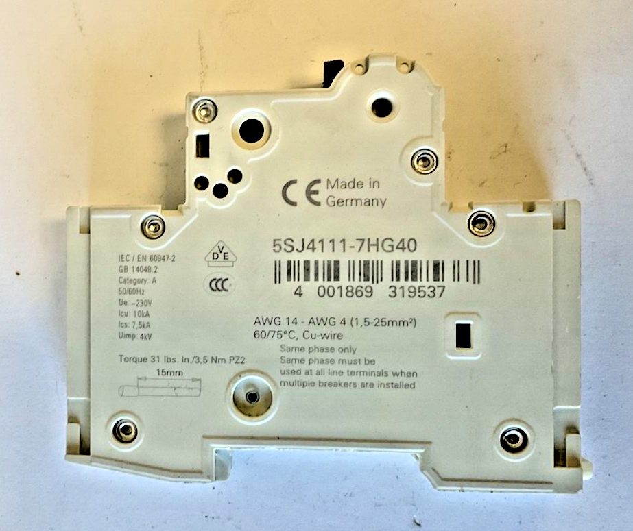 SIEMENS 5SJ4111-7HG40 CIRCUIT BREAKER 5A CHAR.C TYPE HSJ 230V ***LOTOF3***